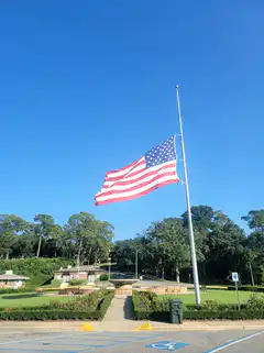 American flag at half mast