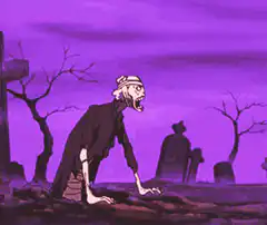 Luffy pushes zombie back into grave