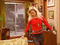 Cindy Brady hugging her dad