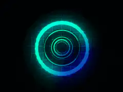 glowing blue and cyan concentric circles animation