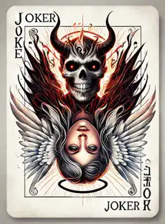 Joker card angel devil flip