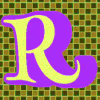 Colorful Letter R on Checkered Background
