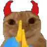 Devil cat praying hands