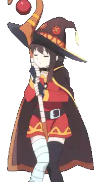 Witch Megumin posing with staff