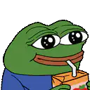 Pepe drinking juice