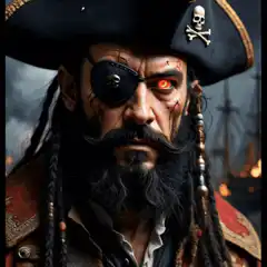 Pirate with glowing red eye