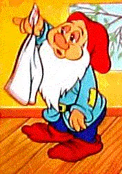 Dopey sneezing into a handkerchief