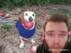 Dog launches man with milk stream