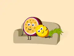 Fruit couple sleeping on couch