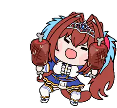 Chibi horse girl eating meat