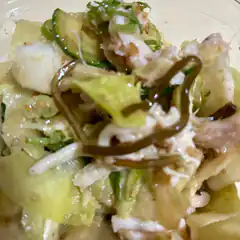 close-up of chicken and vegetable salad