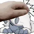 hand patting sleeping cartoon character