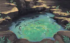 pixel art pond with lily pads