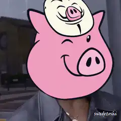 pig head pointing finger
