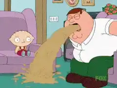 Peter Griffin vomiting on Stewie