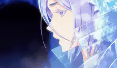 Anime girl with blue hair and glasses