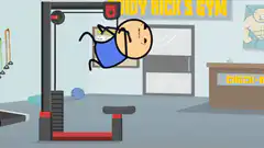 Bald man fails pull-up at gym