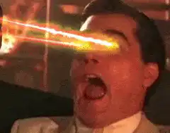 Man screaming with laser beams from eyes