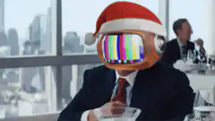 TV Head Robot in Santa Hat