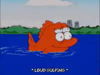 Homer Simpson eats fish