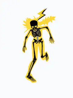 Skeleton getting hit by lightning
