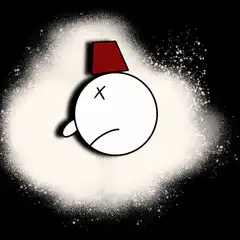 Sad cartoon character with fez hat