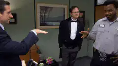 Michael Scott and Andy Bernard rock paper scissors