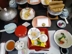 Japanese breakfast set with tempura and miso soup
