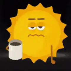 tired sun drinking coffee
