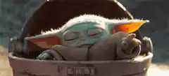 Baby Yoda sleeping in his pod