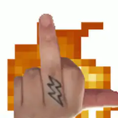 Hand with lightning tattoo middle finger
