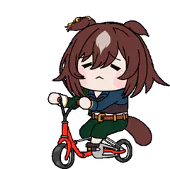 Chibi girl riding a red bicycle