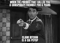 James Bond pointing at Bitcoin