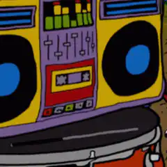 Cat bobbing head to boombox music