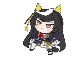 Chibi character hiding behind hair