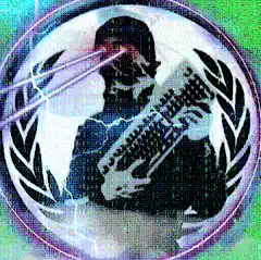 Anonymous Guy with Laser Eyes Typing