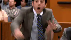 Michael Scott points and yells