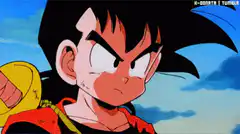 Goku crying and smiling