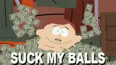 Butters Stotch surrounded by money