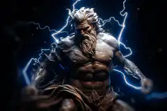 Zeus with lightning bolts