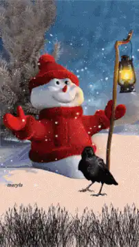 Snowman and Crow in Snow