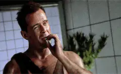 John McClane eating a cigarette