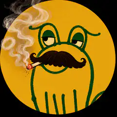 smoking frog with mustache