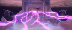 Yoda and Yaddle with purple lightning