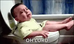 Baby crying on toilet