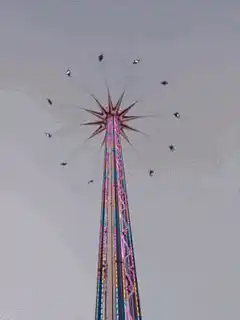 Spinning star ride at an amusement park