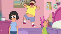 Gene and Tina jumping on bed