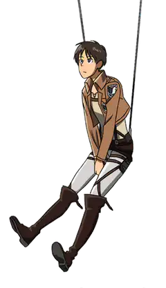 Eren Yeager swinging on cables