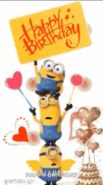 Minions stacking with Happy Birthday sign