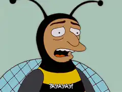 Bee character saying yay yay yay
